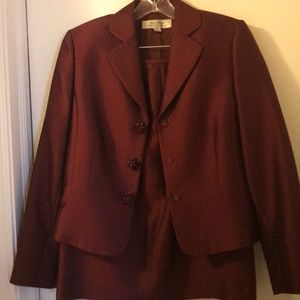 Tahari dressy suit, merlot, size 8.